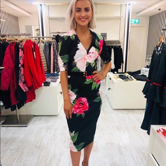 Ted Baker Dresses & Skirts - Ted Baker Black Floral Midi Dress